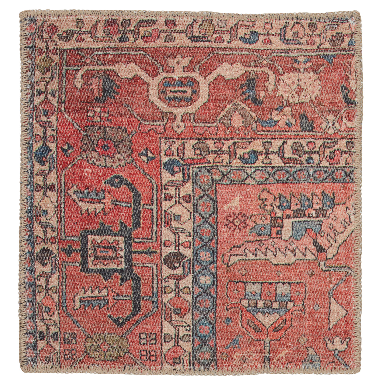 Machine Washable Brixey Oriental Red Area Rug, Rectangle 5' x 7'6"