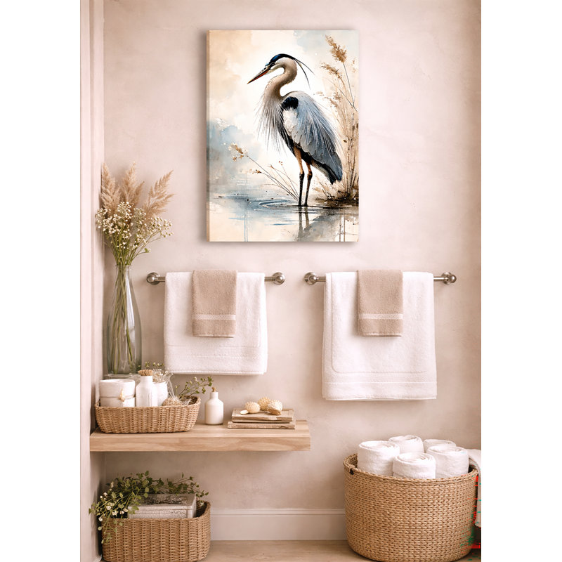 «Elegant Blue Heron», reproduction d'art sur toile, H 36 po x l 24 po x P 1,5 po