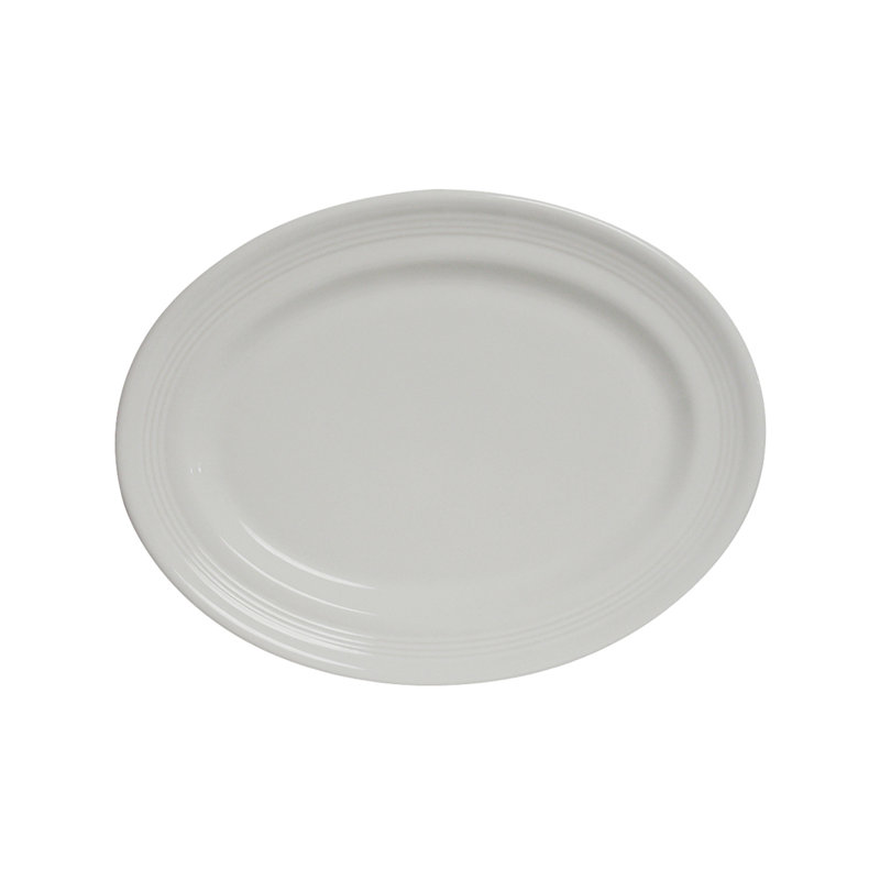 Tuxton Concentrix Ceramic Platter, White, 0.75" H x 11.5" W x 8.75" D