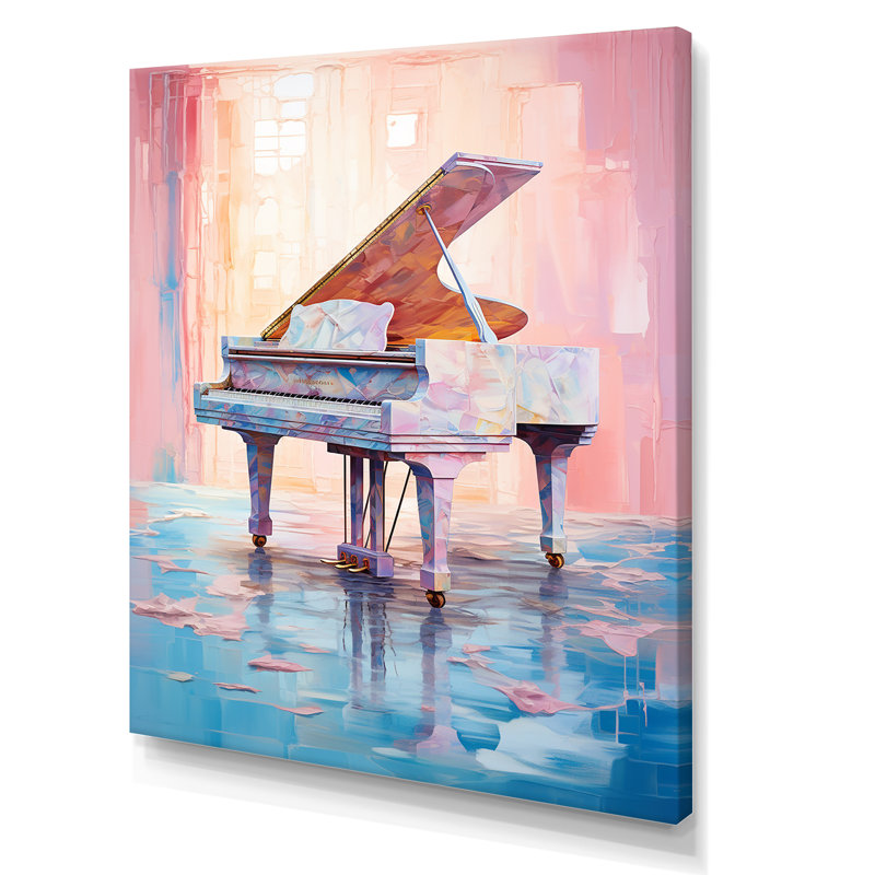 Piano, réverbération rétro sur toile, Toile tendue, H 32 po x l 24 po x P 1 po