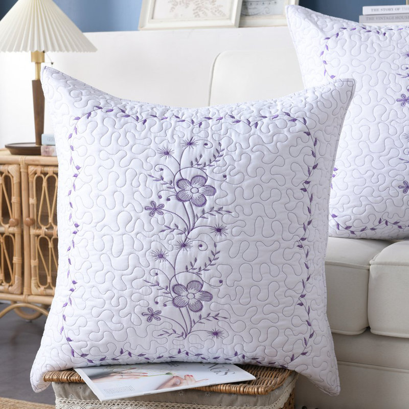 Polyester Bedding Set, Standard, White/Purple