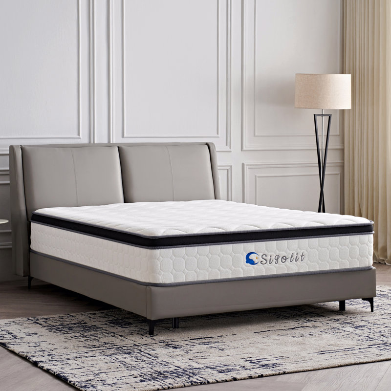 Matelas à ressorts ensachés 12 po - Fermeté moyenne, soutien de la colonne vertébrale et soulagement de la pression, mousse à mémoire de forme gélifiée multi-couches et base antidérapante, isolement de mouvement, compression des vaisseaux