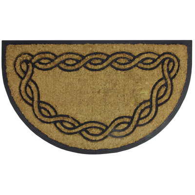Black and Brown Swirl Half Round Doormat 17" x 29"