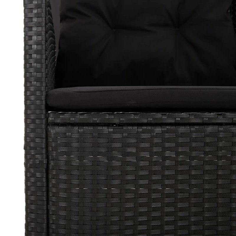 Banc de jardin en osier, Noir, Noir