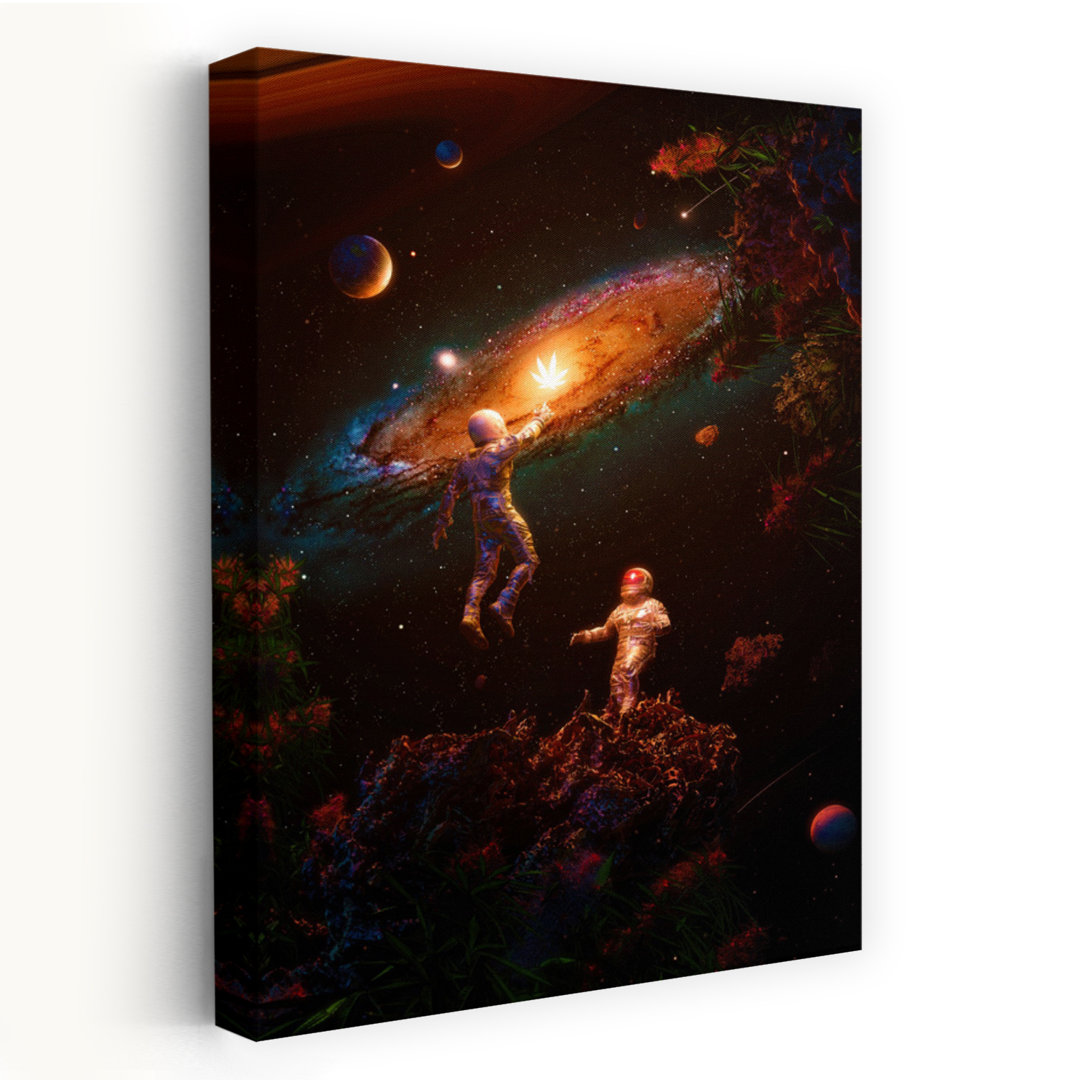 Astronauts Cosmic Leaf Surreal Abstract Contemporary Flower Nature Wall Art Print