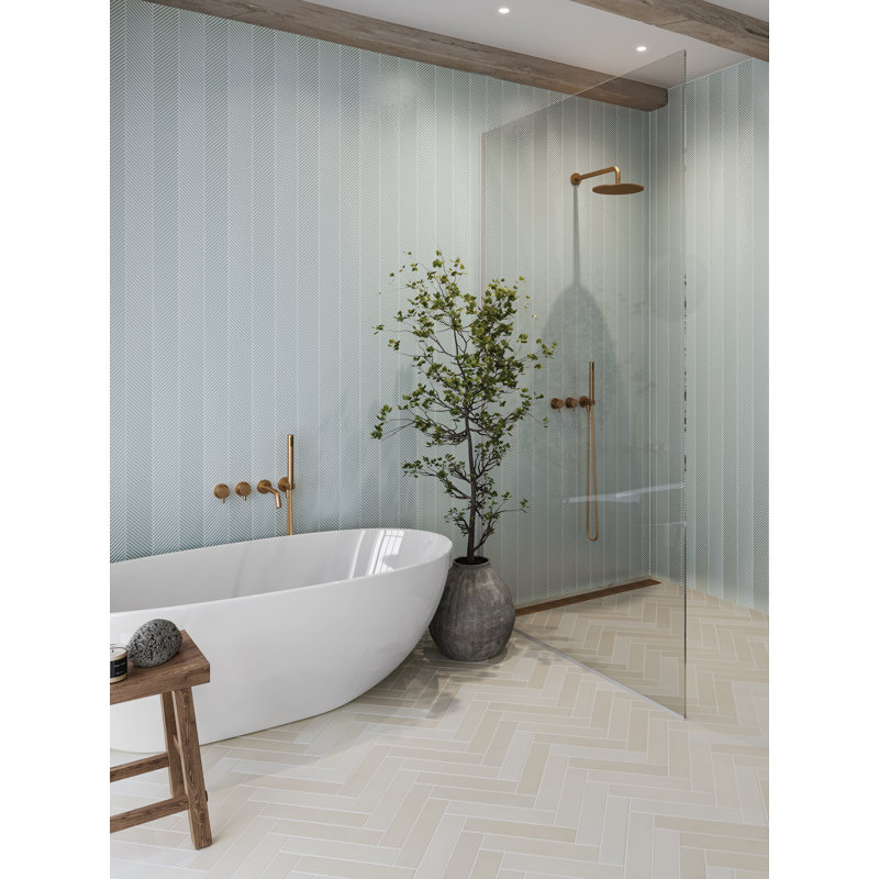 Kaikos 11" x 11" Glass Patterned Wall & Floor Tile, Blue