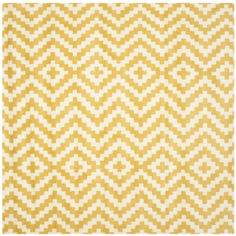 Sanyla Hand Tufted Wool Chevron Rug, Square 6'