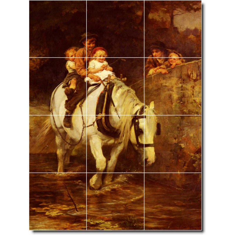 Carreau de céramique décorative 18 po x 24 po 6 po x 6 po, Cheval 06514