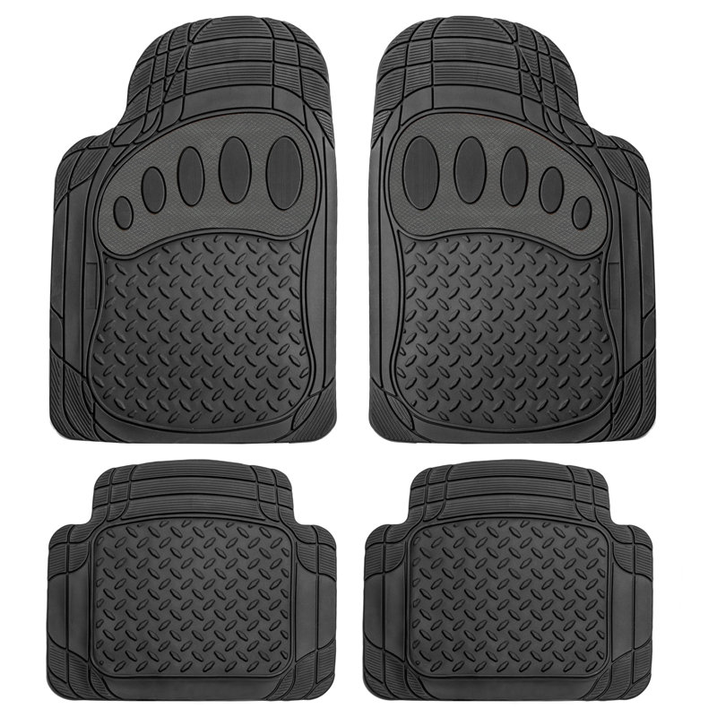 Trimmable ClimaProof Non-Slip Rubber Floor Mats With Footprint Design Full Set