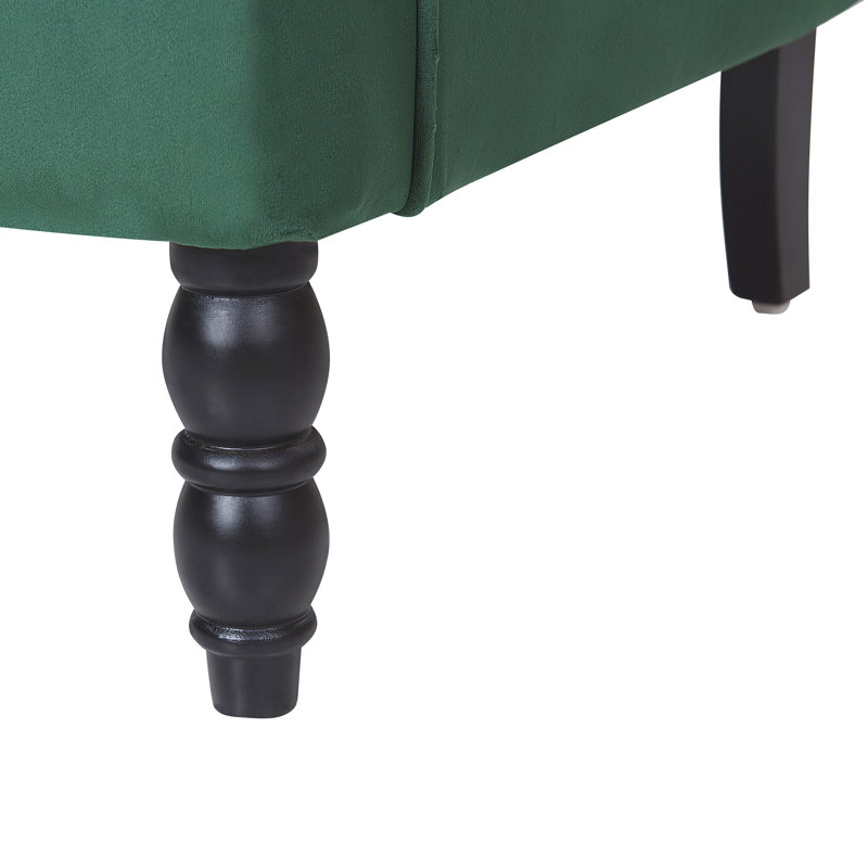 Richburg Upholstered Wingback Chair With Footstool, Green