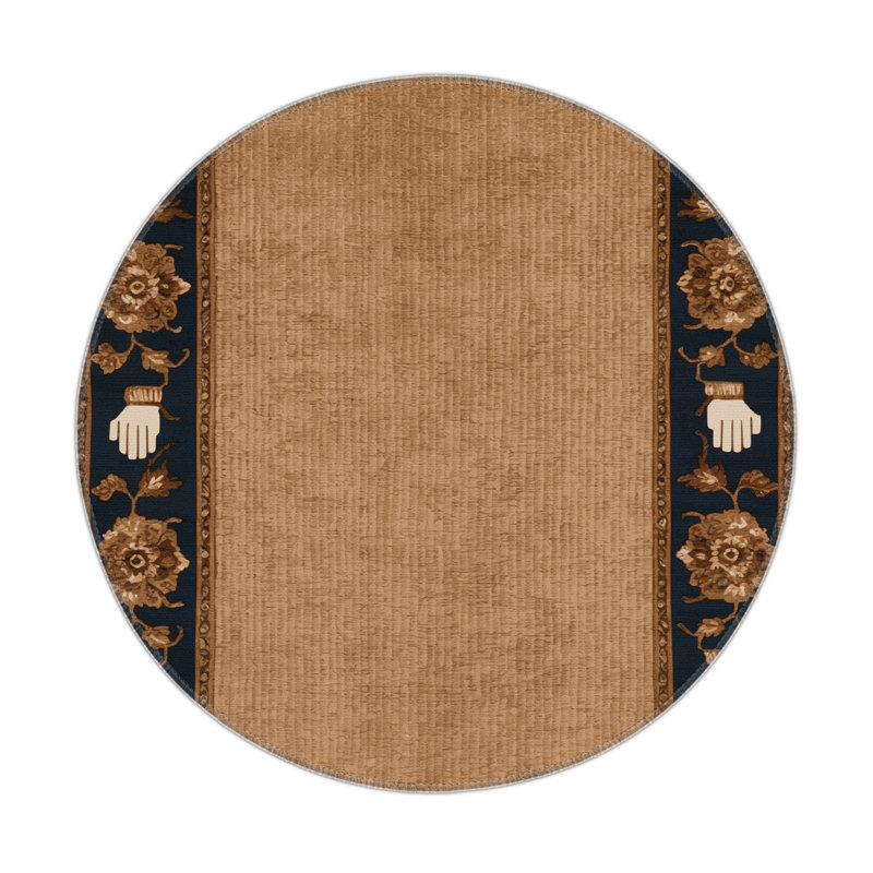 Tapis d'intérieur et d'extérieur brun français, Rond 5 pi