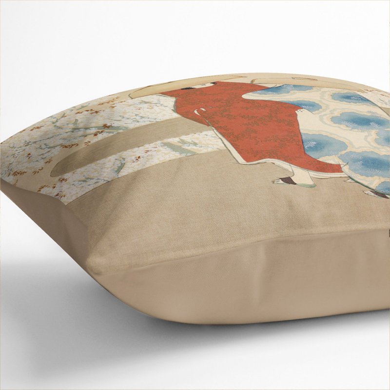 Hanami Season Square Throw Cushion, Stone, 40cm H x 40cm W x 15cm D