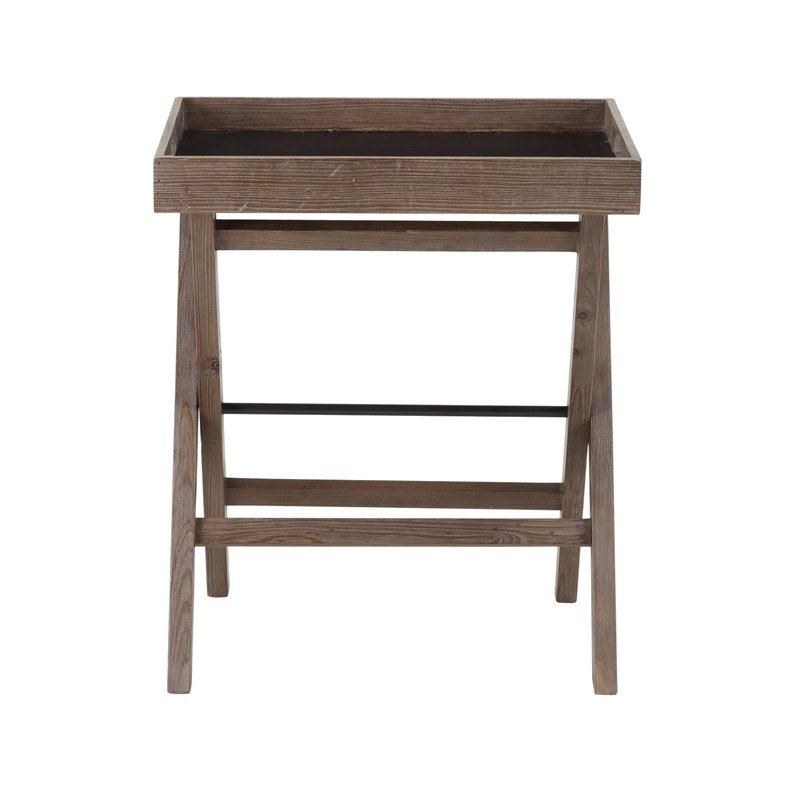  Table d'appoint en bois de sapin récupéré avec pieds en X