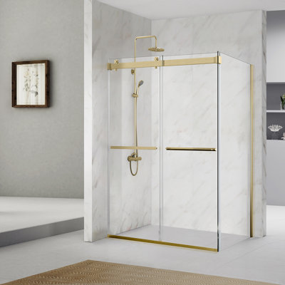 Spezia 60.6 W 76 H Semi-Frameless Rectangle Reversible Shower Enclosure