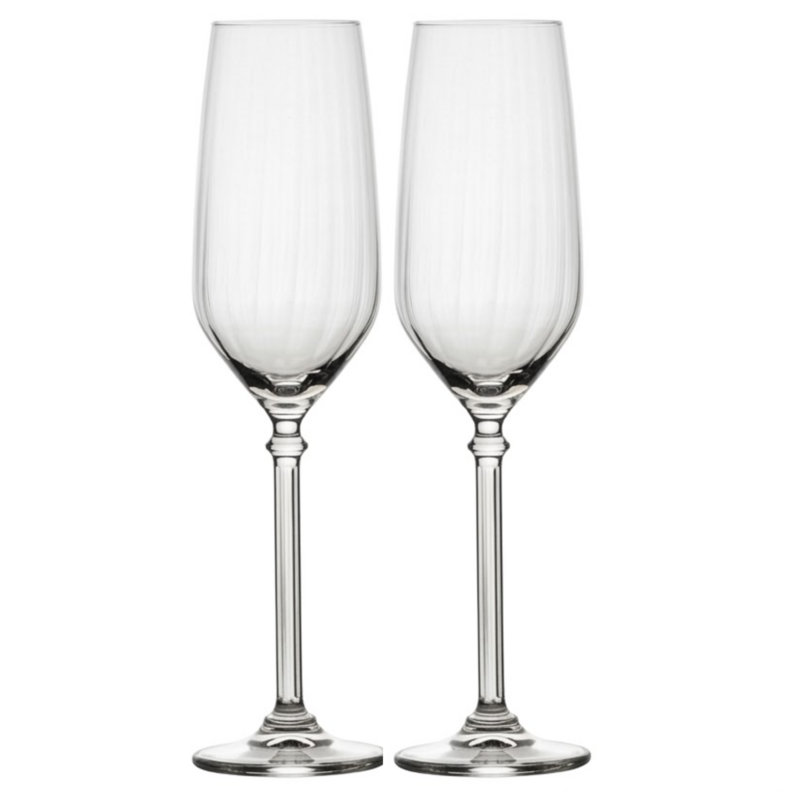 Mikasa Eloise Champagne Flute Glass Set of 2, 7.5 Ounce