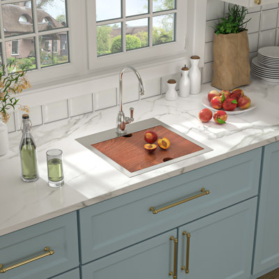 15" L x 15" W Drop-in Workstation Bar Sink 16 Gauge Stainless Steel Kitchen Sink Topmount Bar Sink