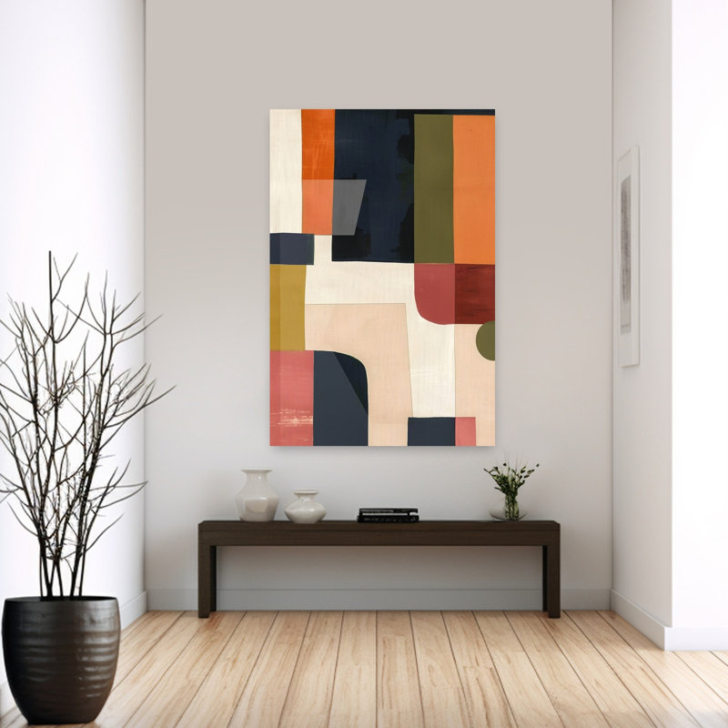 «Abstract Color Blocks», art mural abstrait coloré et audacieux, H 60 po x l 40 po