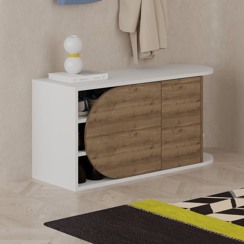 9 Pair Shoe Storage Cabinet, White/Hitit