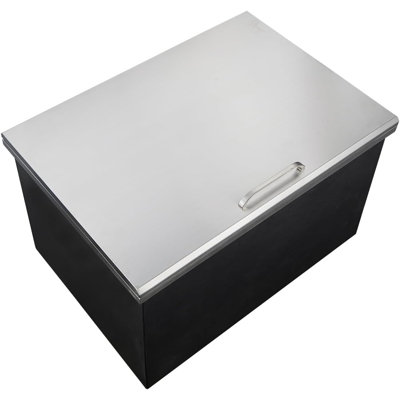 Drop-in Ice Chest, Large Capacity Stainless Ice Bin with Lid & Drain-Pipe Set, Insulated Ice Bucket for Cold Wine Beer, Non-Electric 24H Cold Retention for Outdoor Kitchen&Bar, 28x20x17inch