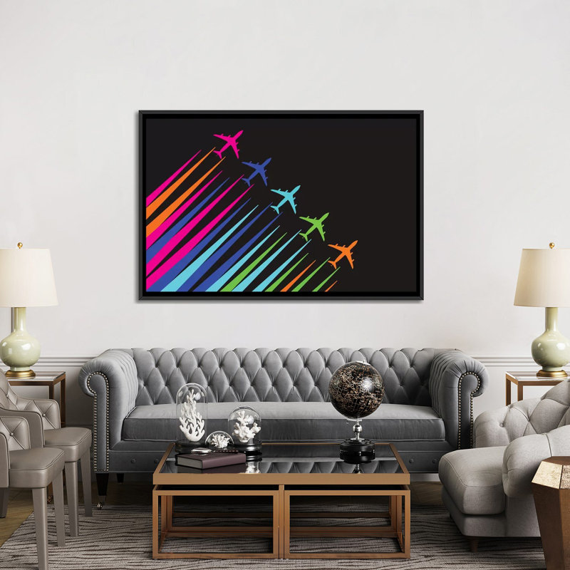 «Color Trails» par 08 Left - reproduction murale sur toile Gallery, H 18 po x l 26 po x P 1,5 po, Toile avec cadre noir