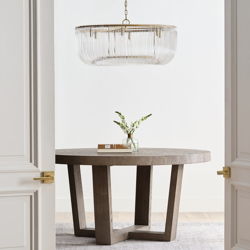 Chapman & Myers Pierce 6 Light Dining Room Pendant With Clear Shade, 82" H x 28" W x 28" D, Burnished Brass
