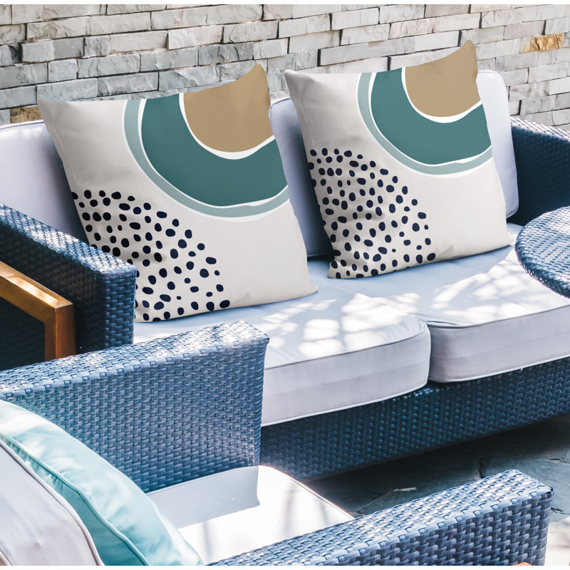 Jeté carré en polyester / mélange de polyester intérieur / extérieur, L 19 po x H 19 po, Émeraude