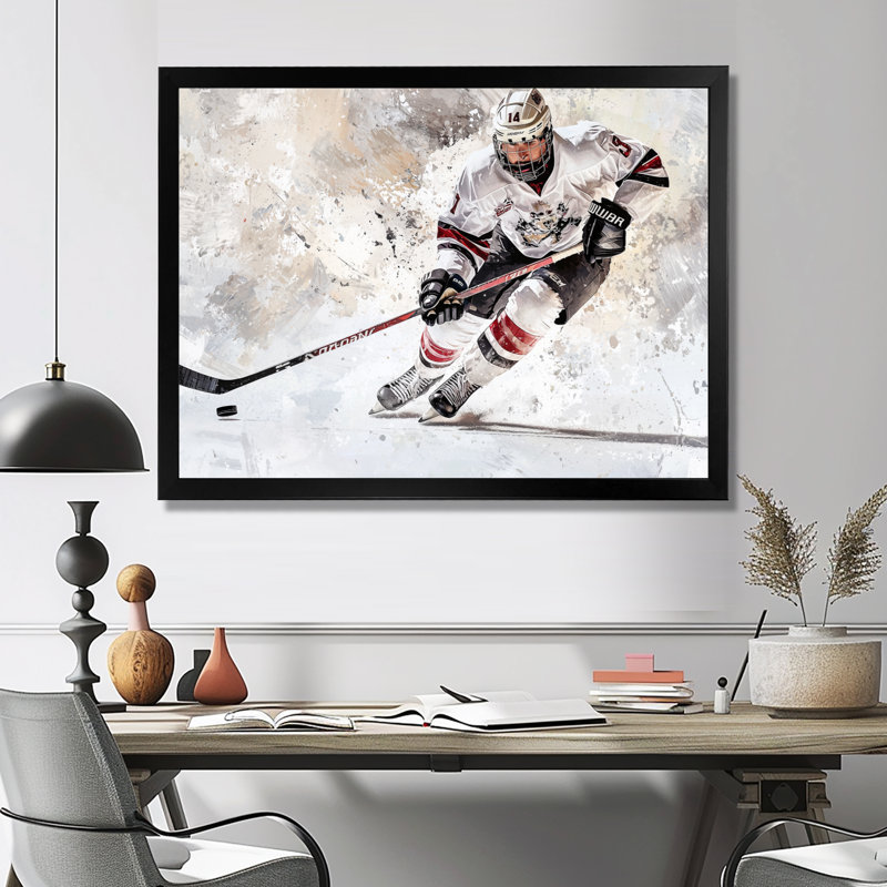 Portrait de joueur de hockey sous les projecteurs III, H 24 po x l 32 po, Reproduction encadrée d'une seule photo sans pass