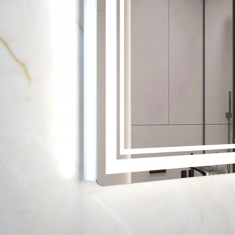 Miroir de salle de bain mural surdimensionné avec grand miroir mural à 3 modes de couleur