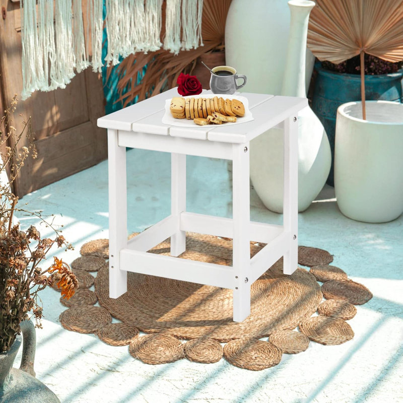 Table d'appoint carrée Adirondack, Blanc