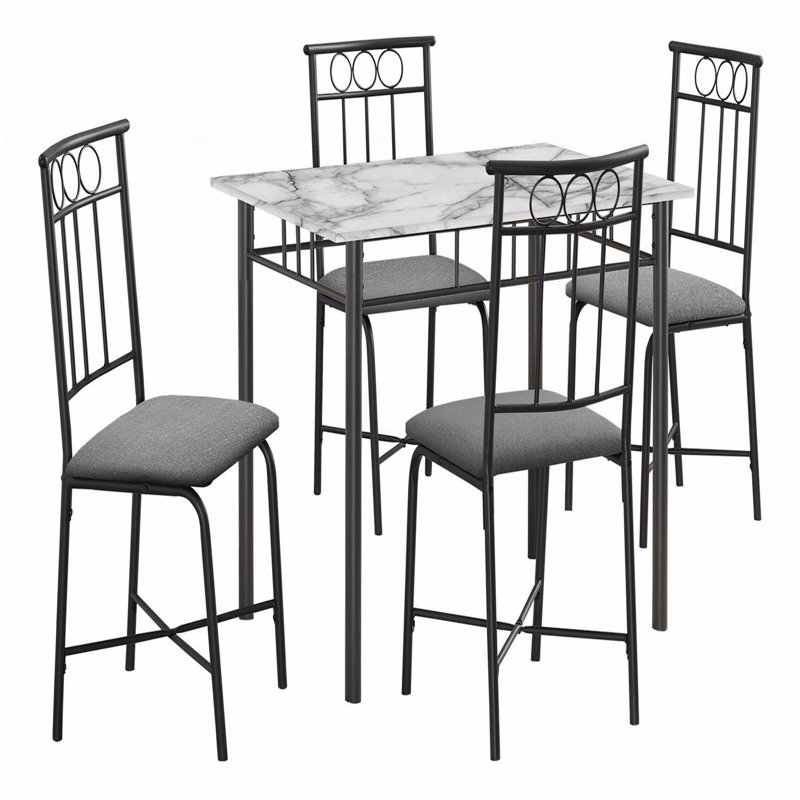 Ensemble de table de salle à manger, 5 pièces, petit, 40 po rectangulaire, Gris, Blanc