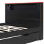 Lit double avec lit gigogne, bureau, éclairage DEL, noir et rouge, tête de lit motorisée, canapé-lit en bois gain de place avec coin jeux, lit simple à DEL, bureau intégré intelligent