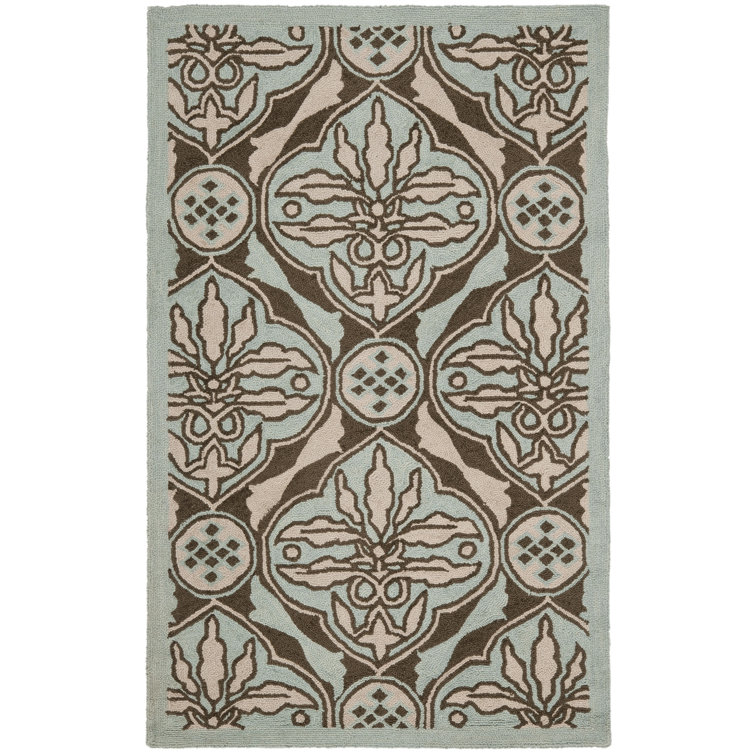 Tapis bleu en laine bouclé à la main Horsten