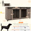 Cage pour chien 71 po, noyer avec cloison amovible et rangement pour petits, moyens et grands chiots