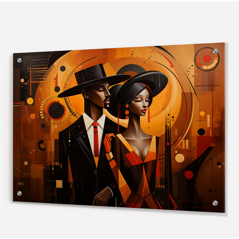 Regal Renaissance A II - Art afro-américain, art mural acrylique pour le salon, H 24 po x l 32 po