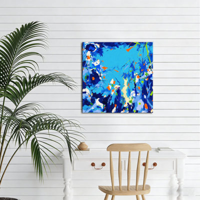 Blue Abstract Splashes, Unframed Wall Art, 16 X 16
