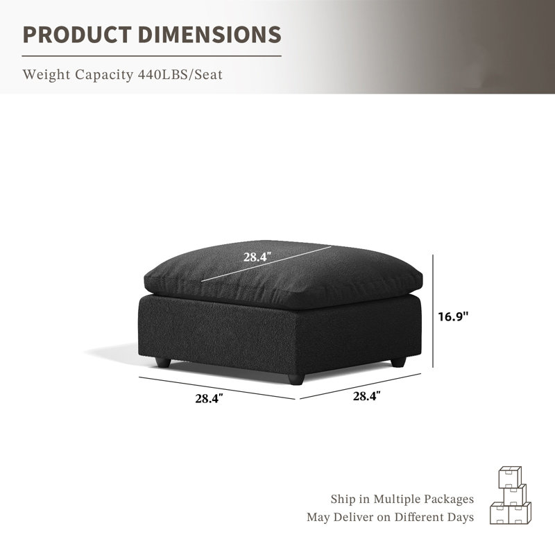 Sectional Sofa Comfy Cloud Couch for Living Room, Modern Upholstered Modular Sectional Sofa Convertible Deep Seat Sofa, Removable & Washable Cushion Covers, Only Ottoman