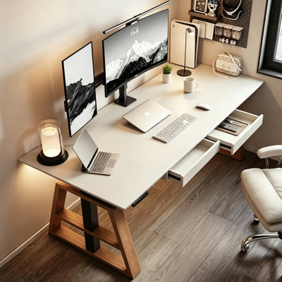 Bureau debout blanc en bois manufacturé