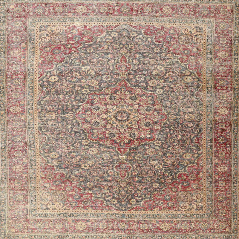 Tapis oriental rouge / vert / noir, Rond 4 pi