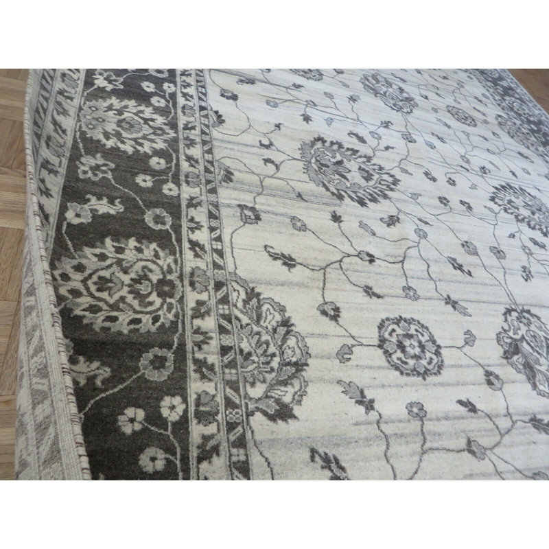 Tapis décoratif en laine de conception unique noué à la main Oushak/Ivoire 8 pi x 10 pi 1 po Abdu