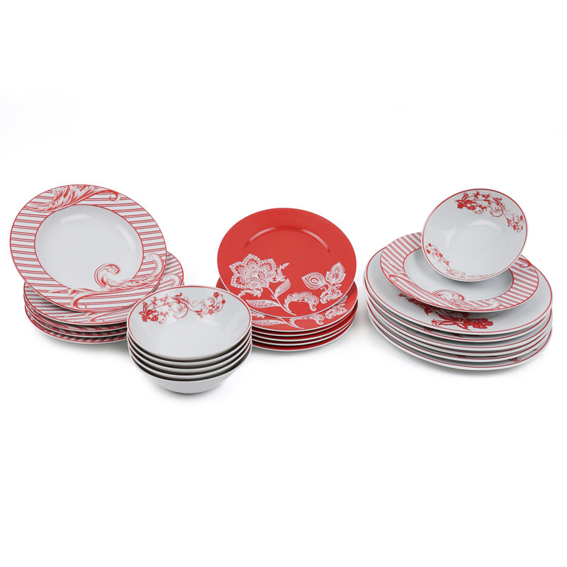 Porcelain China Dinnerware Set 24 Piece - Service for 6