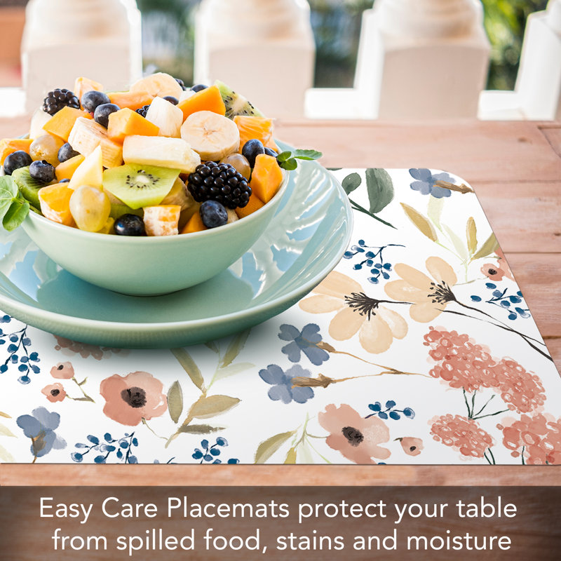 Meadow 4 Piece Reversible Rectangular Easy Care Placemats