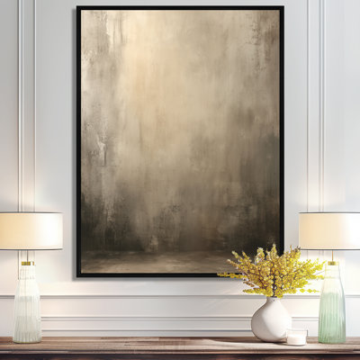 «Hazy Summer Landscape In Beige By The Lake - Minimalisme, impressions sur toile, art mural minimaliste brun