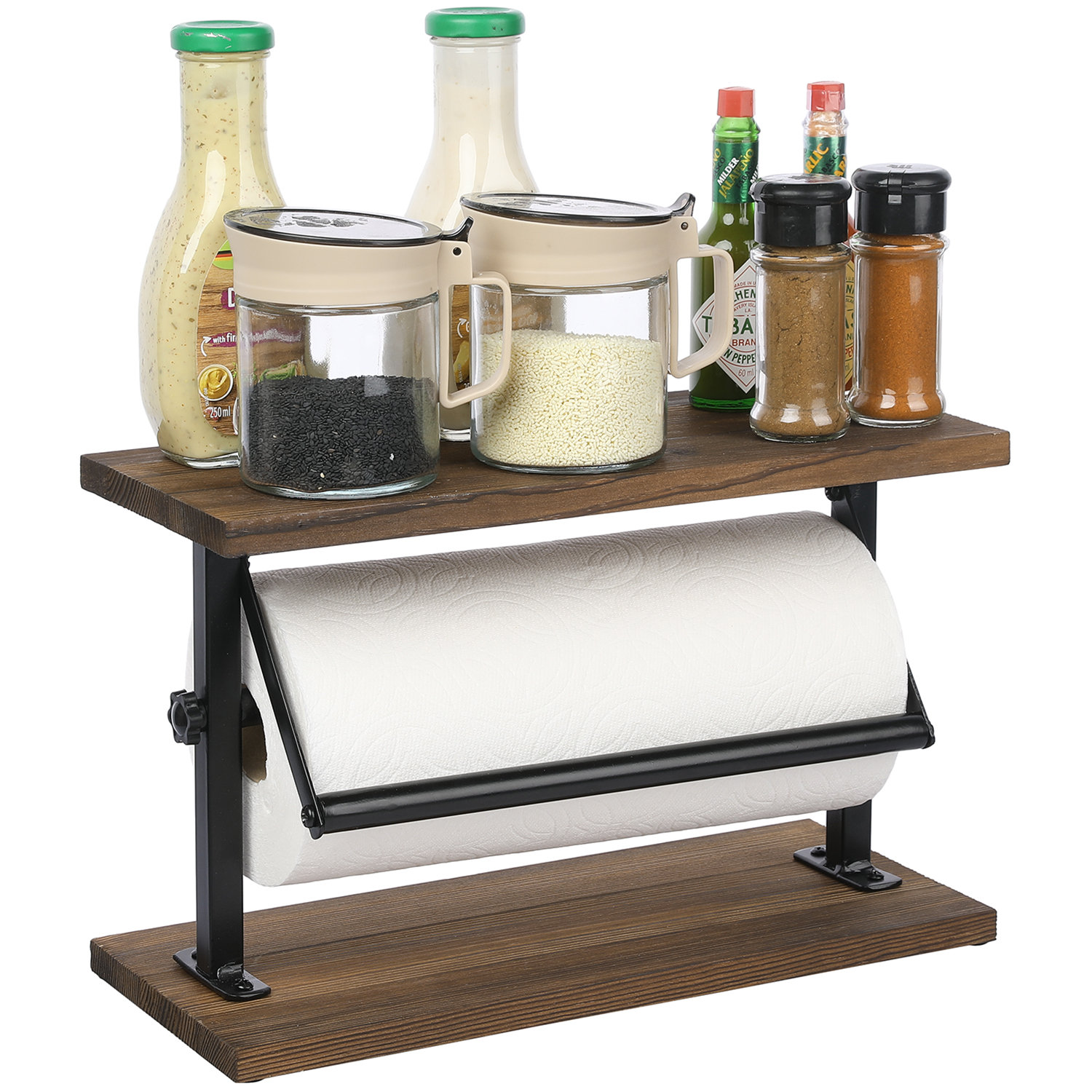 Standing Paper Towel Holder w/ Spice Rack Red Barrel Studio