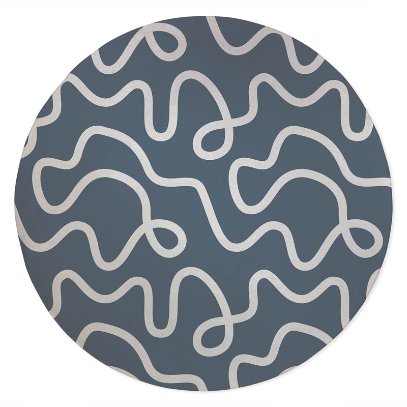 Squig Non-Slip Outdoor Rug, Round 5'