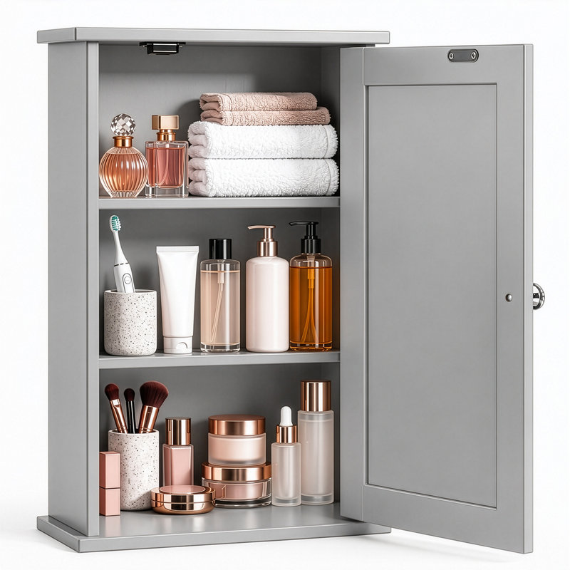 Armoire de salle de bain murale l 13 po x H 21 po x P 6 po Cayenne, Brown, Right