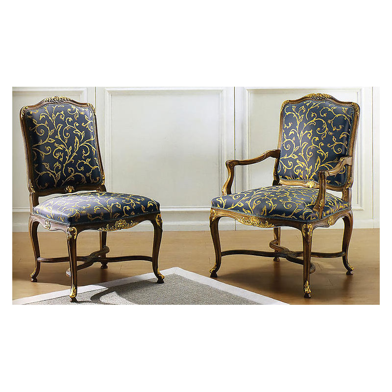 Upholstered Arm Chair in Gray/Yellow