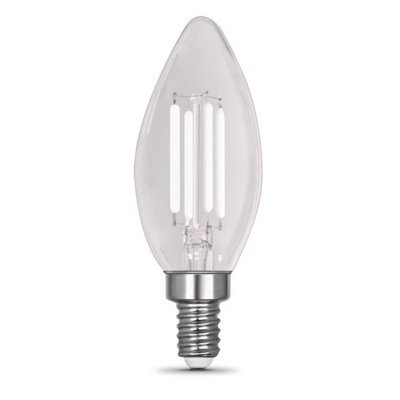 Feit White B10 E12 (Candelabra) Filament LED Bulb Soft White 40 Watt Equivalence 2 pk