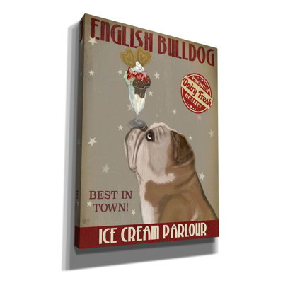 «English Bulldog Ice Cream» par Fab Funky, art mural sur toile