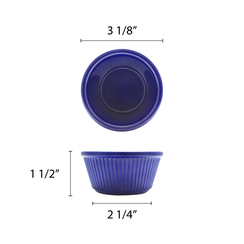 Ramequin à cannelures rondes thunder group inc., 3.125" W x 3.125" L, Bleu