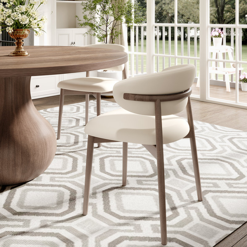 Otelia Dark Walnut Space-Saving Round Solid Wood Dining Table For Kitchen Restaurant Breakfast Office